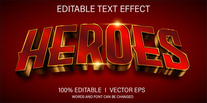 heroes 3d vector text effect with modern style design