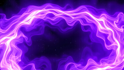 Abstract space background with swirling bright purple and glowing white patterns, resembling a colorful energy explosion, glowing neon