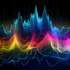 Abstract visualization of High-Frequency (HF) in the 600 MHz Spectrum in Vibrant Colors