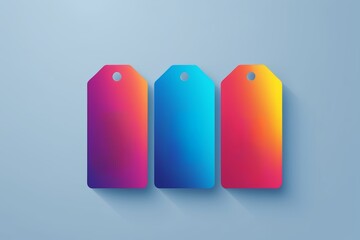 three tags with different colors on a blue background