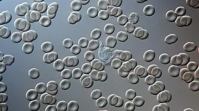 Movement of White blood cells (WBC) under microscopy 