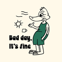 cute duck retro cartoon character illustration