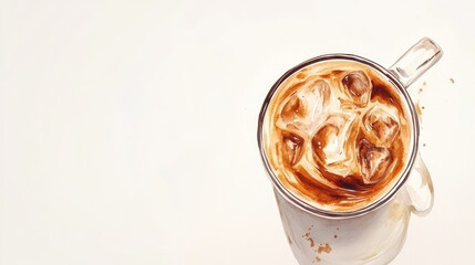 Artistic set of coffee beans and coffee cup drinks isolated on white background,hand-drawn vector,hot coffee drinks,cafe shop,modern flat design,Fashionable and cute coffee motif concept.