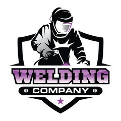 Professional welding service logo design template.