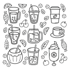 Doodle Drink Packaging Hand Drawn Clipart