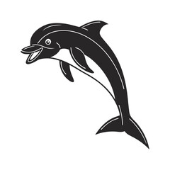 Fototapeta premium Silhouette of a leaping fish, perfect for logos or aquatic themes icon