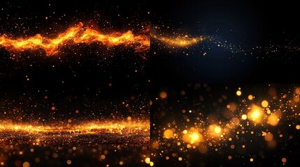 Naklejka premium Four abstract glowing particle backgrounds.