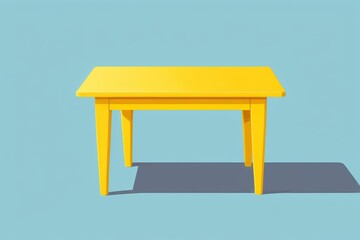 there is a yellow table with a blue background