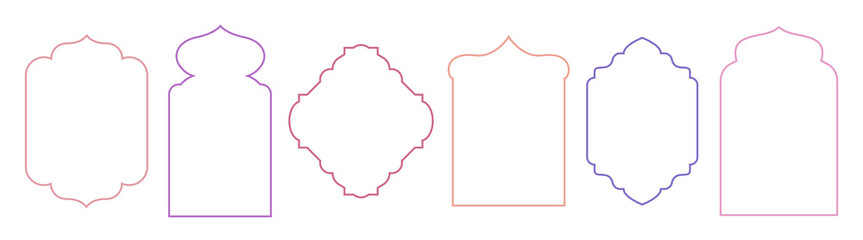 
Islamic, oriental style frame, silhouette. Geometric arab frame set. Ramadan kareem design elements, backgrounds, icons