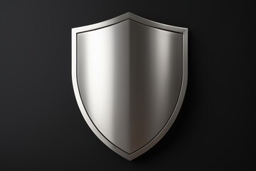 a close up of a metal shield on a black background