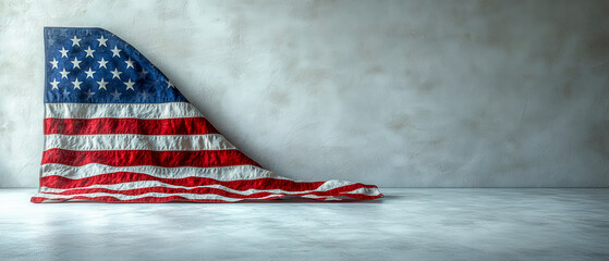 Obraz premium Folded American flag displayed against a minimalistic concrete background