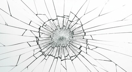 Obraz premium Shattered Glass Texture Radial Crack Broken Window Damaged Surface