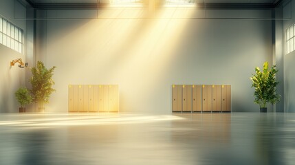 Robot accessing smart lockers in a warehouse industrial environment futuristic technology automated storage solutions