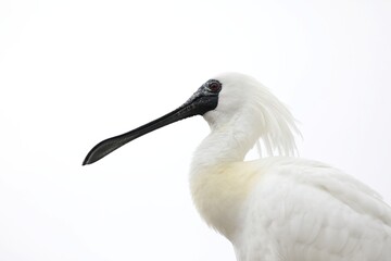 白背景のクロツラヘラサギの横顔
