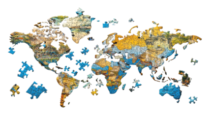 Abstract watercolor world map with splashes showcasing continents and countries across the globe