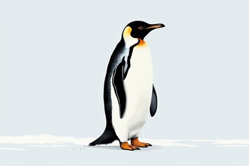 Obraz premium there is a penguin standing in the snow with a white background