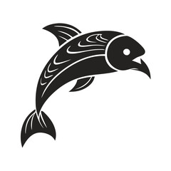 Fototapeta premium Silhouette of a leaping fish, perfect for logos or aquatic themes icon