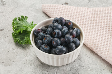 Sweet ripe blueberry on the bowl