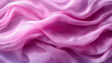 Fototapeta premium Pink silk fabric waves, draped texture, soft light, elegant background, ideal for fashion.