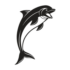 Fototapeta premium Silhouette of a leaping fish, perfect for logos or aquatic themes icon