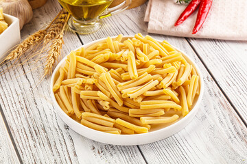 Raw dry Italian pasta - casarecce