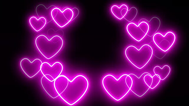 An animation frame with multiple glowing hearts rising.