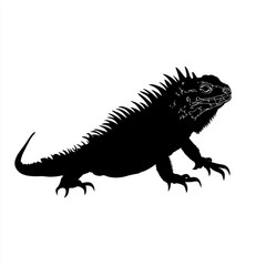 Obraz premium Iguana Silhouette: A Black and White Vector Illustration of an Exotic Lizard