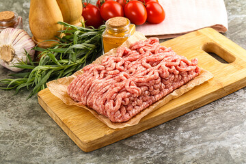 Raw uncooked red minced meat