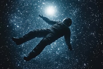 Naklejka premium Astronaut floating in outer space surrounded by stars and cosmic beauty