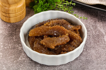 Herring roe snack in the plate