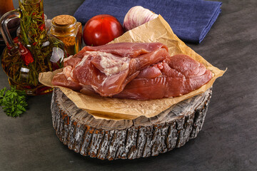 Raw uncooked turkey thigh fillet