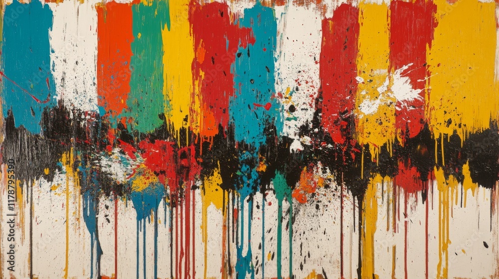 Poster A visually striking image of colorful paint splashes and brush strokes on a canvas, representing the artistic side of graphic design and creativity