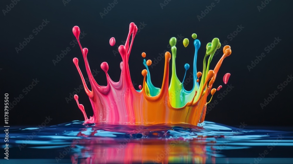 Poster A visually striking image of colorful paint splashes and brush strokes on a canvas, representing the artistic side of graphic design and creativity