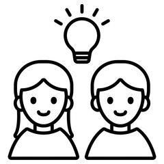전구 아이디어와 남자 여자 아이콘