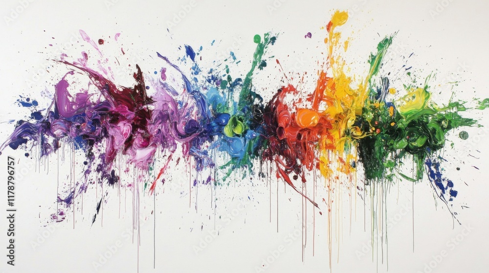 Poster A visually striking image of colorful paint splashes and brush strokes on a canvas, representing the artistic side of graphic design and creativity