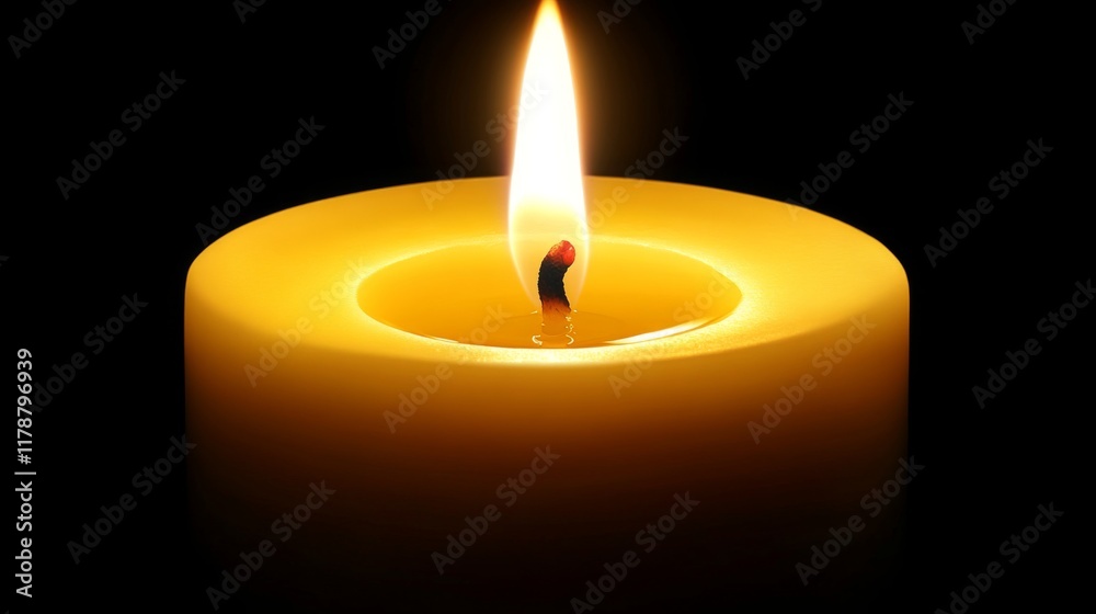 Poster Close-up of a flickering candle flame in a dark room, casting soft shadows and creating a cozy ambiance, emphasizing the glow and warmth