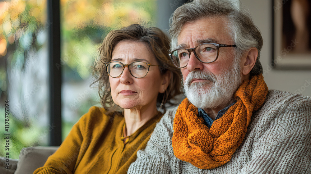 Poster a retired couple explores voice-activated smart home devices, integrating elderly technology for con