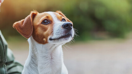 Jack Russell Terrier Intelligent and trainable theme, focused Jack Russell Terrier looking attentively, eager to learn new tricks