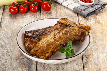 Tasty roasted pork ribs with spices