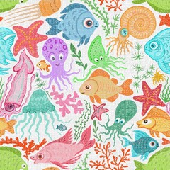 Fototapeta premium seamless pattern with fishes