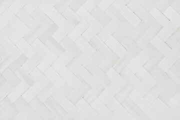 Old white bamboo weave texture background, pattern of woven rattan mat in vintage style.