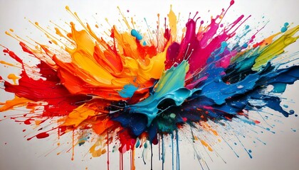 Fototapeta premium splash of colorful paint against a white 