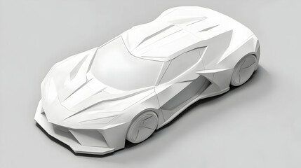 White sports car design model, studio shot, clean background, automotive design concept.