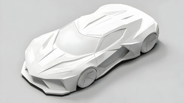 White sports car design model, studio shot, clean background, automotive design concept. - Powered by Adobe