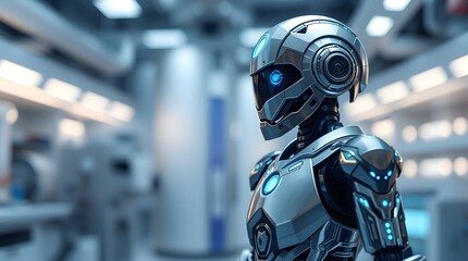 3D rendered scene of a futuristic robot background