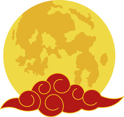 Moon With Chinese Cloud Icon