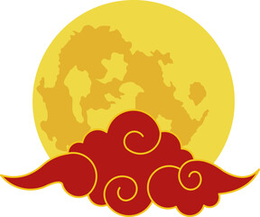 Moon With Chinese Cloud Icon