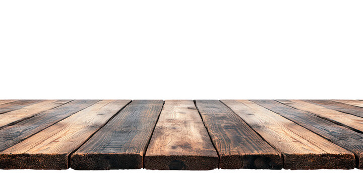 Old wooden table. Isolated on transparent background.