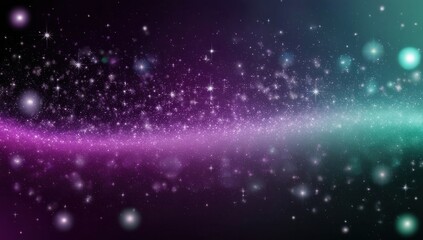 Obraz premium Cosmic background with glowing orbs, stars, and a sparkling nebula. Copy space sky galaxy backdrop