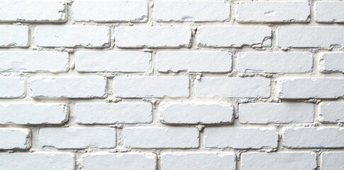Obraz premium Distressed white brick wall, showing mortar detail , off-white, grungy